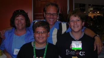 Karen and sons Brian and Erik Gurley with Alton Brown