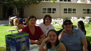 Hanging out at the picnic table