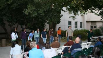 Food Tech Officers greet orientation attendees