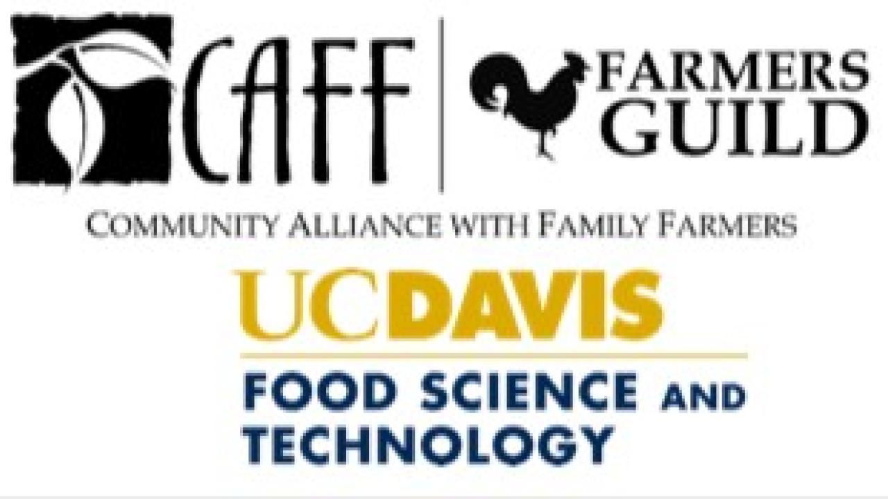 CAFF, Farmer's Guild, and UC Davis FST logos