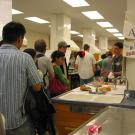 Groups going through the exhibits